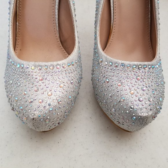 DoDie Silver Rhinestone Covered Stiletto Pumps 8.5 - Picture 6 of 8